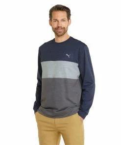 Puma Cloudspun Colourblock Crew Neck Golf Mid Layer 535458 -Mens Sales Store CLOUDSPUN Colourblocked Crew Neck Golf Sweatshirt Men 2