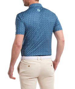 FootJoy Leaping Dolphins Print Lisle Golf Shirt 88353 -Mens Sales Store FJ 88353 03