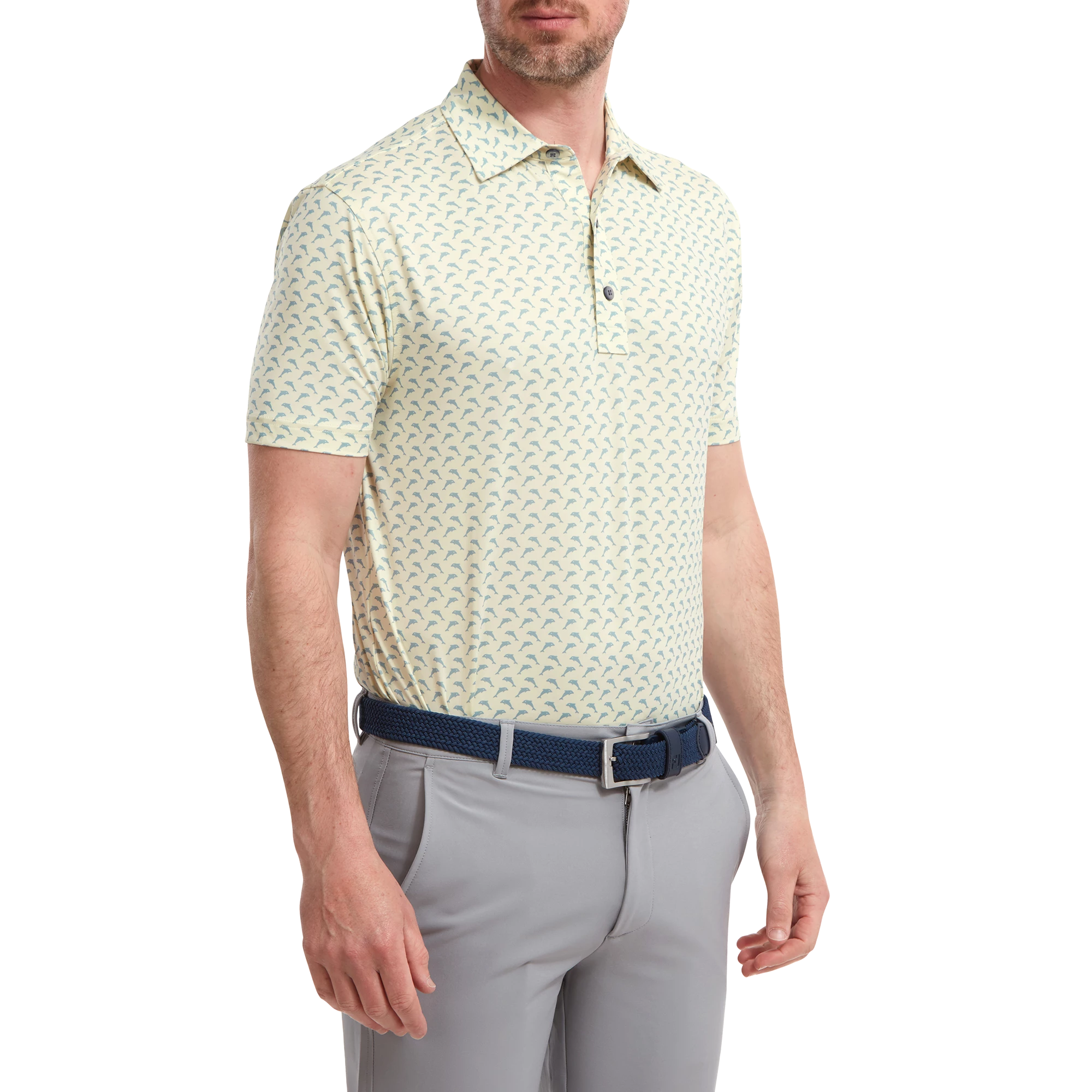 FootJoy Leaping Dolphins Print Lisle Golf Shirt 88354 5 FootJoy Leaping Dolphins Print Lisle Golf Shirt 88354 - Image 3