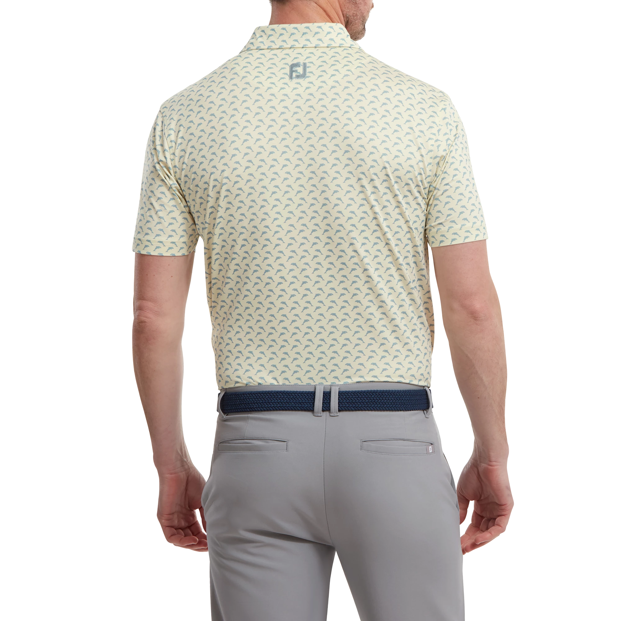 FootJoy Leaping Dolphins Print Lisle Golf Shirt 88354 6 FootJoy Leaping Dolphins Print Lisle Golf Shirt 88354 - Image 4