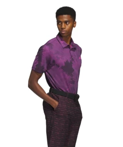 Adidas Flower Mesh Print Golf Polo Shirt HS7618 -Mens Sales Store Flower Mesh Golf Polo Shirt Black HS7618 25 model PhotoRoom