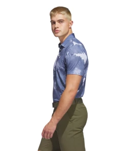 Adidas Flower Mesh Print Golf Polo Shirt HS1131 -Mens Sales Store Flower Mesh Golf Polo Shirt White HS1131 22 model PhotoRoom