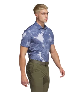 Adidas Flower Mesh Print Golf Polo Shirt HS1131 -Mens Sales Store Flower Mesh Golf Polo Shirt White HS1131 25 model PhotoRoom