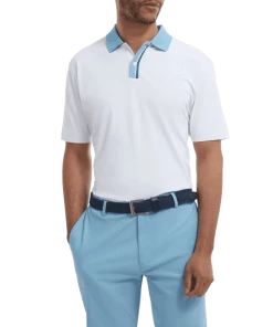 FootJoy Solid Stripe Placket Pique Golf Shirt 88382 -Mens Sales Store FootJoy Solid Stripe Placket Pique Golf Shirt 9
