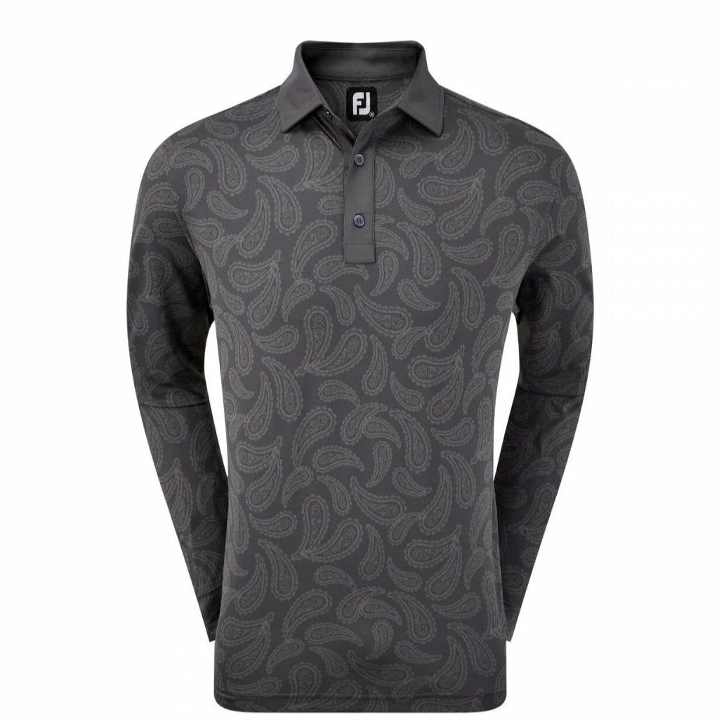 FootJoy Tonal Paisley Print L/S Golf Polo Shirt 92945 3 FootJoy Tonal Paisley Print L/S Golf Polo Shirt 92945