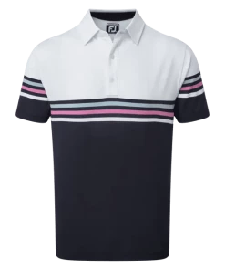 Footjoy Pique Stripe Coloured Block Golf Polo Shirt 90365