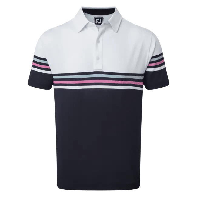 Footjoy Pique Stripe Coloured Block Golf Polo Shirt 90365 3 Footjoy Pique Stripe Coloured Block Golf Polo Shirt 90365