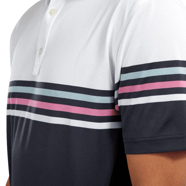 Footjoy Pique Stripe Coloured Block Golf Polo Shirt 90365 5 Footjoy Pique Stripe Coloured Block Golf Polo Shirt 90365 - Image 3