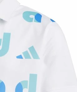 Adidas Junior Graphic Print Golf Polo Shirt HC0250 -Mens Sales Store HC0250 6 APPAREL Photography DetailView3 white