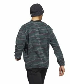 Adidas Texture Print Crew Neck Golf Pullover HF6523 9 Adidas Texture Print Crew Neck Golf Pullover HF6523 -Mens Sales Store HF6523 5 APPAREL OnModel BackView white