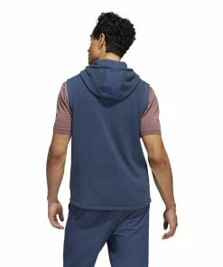 Adidas Hooded Full Zip Golf Vest HF6565 -Mens Sales Store HF6565 5 APPAREL OnModel BackView white