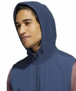 Adidas Hooded Full Zip Golf Vest HF6565 -Mens Sales Store HF6565 8 APPAREL OnModel DetailView1 white