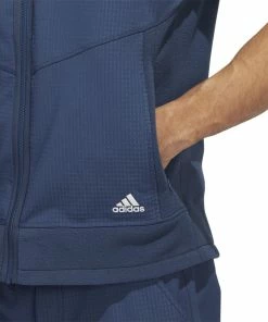 Adidas Hooded Full Zip Golf Vest HF6565 -Mens Sales Store HF6565 9 APPAREL OnModel DetailView2 white