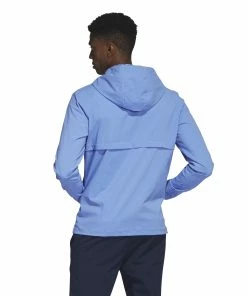 Adidas Ripstop 1/4 Zip Golf Hoodie HY5378 -Mens Sales Store HY5378 5 APPAREL OnModel BackView white